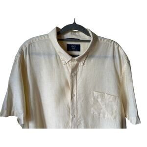 1901 Mens Linen Yellow Button Up Shirt Size XXL Coastal Vacation Light Academia